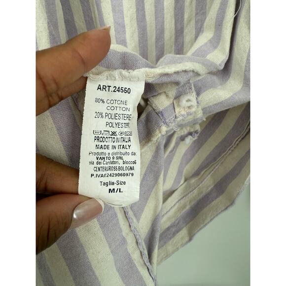 KIKISIX Women's White & Pruple Striped Open-Front Cotton‎ Blazer Jacket Size M/L - Picture 4 of 4